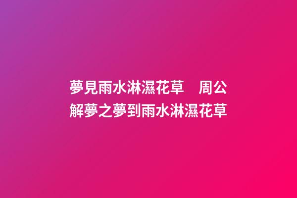 夢見雨水淋濕花草　周公解夢之夢到雨水淋濕花草